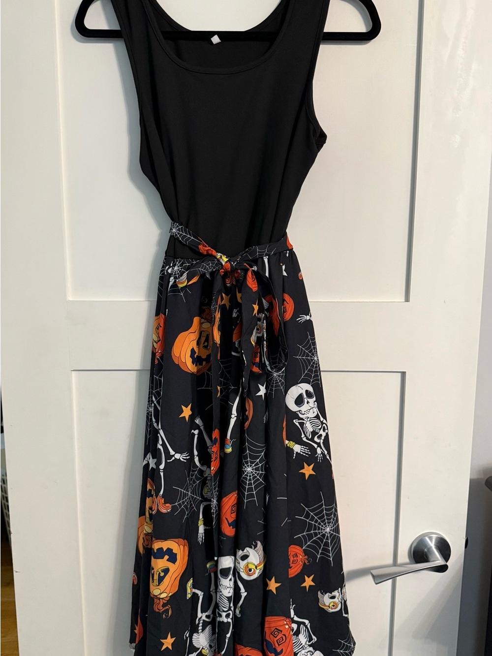 Black Halloween Skeleton & Pumpkin Dress